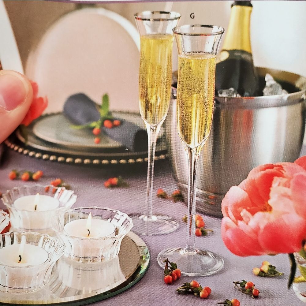 🩵NIB Partylite Customizable Champagne Flutes